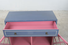 Load image into Gallery viewer, Heather Ann Creations Blue and Pink Wood Cabinet with Moroccan Lattice Doors
