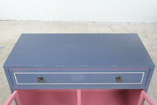 Load image into Gallery viewer, Heather Ann Creations Blue and Pink Wood Cabinet with Moroccan Lattice Doors
