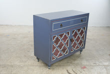 Load image into Gallery viewer, Heather Ann Creations Blue and Pink Wood Cabinet with Moroccan Lattice Doors
