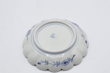 Load image into Gallery viewer, Antique Japanese Arita Blue White Porcelain Chrysanthemum Scalloped Bowl 7 Inch
