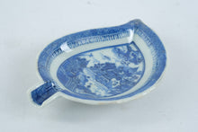 Load image into Gallery viewer, Antique Chinese Export Canton Blue White Porcelain Leaf Pickle Dish 19th Century
