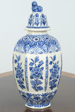 Load image into Gallery viewer, Hand Painted Delft Blue Style Lidded Ginger Jar with Lion Finial Floral Ceramic 16 Inch
