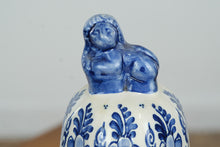 Load image into Gallery viewer, Hand Painted Delft Blue Style Lidded Ginger Jar with Lion Finial Floral Ceramic 16 Inch
