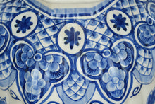 Load image into Gallery viewer, Hand Painted Delft Blue Style Lidded Ginger Jar with Lion Finial Floral Ceramic 16 Inch
