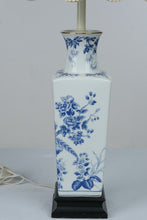 Load image into Gallery viewer, Vintage Blue White Porcelain Table Lamp Birds Flowers Chinoiserie 33 Inch
