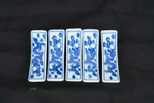 Load image into Gallery viewer, Set of 5 Blue White Porcelain Dragon Chopstick Rests Asian Tableware 3"
