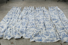 Load image into Gallery viewer, Blue White Country Life Toile Custom Lined Drapery Panels 4 Panel Set 92 Inch
