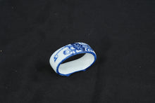Load image into Gallery viewer, Blue White Porcelain Floral Napkin Ring Asian Style Tableware 3"
