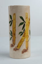 Load image into Gallery viewer, Hand Painted Bamboo Studio Pottery Cylinder Vase Signed H Bell 7 5 Inch
