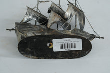 Load image into Gallery viewer, Metal Sailing Ship Sculpture Three Mast Nautical Decor 7 Inch
