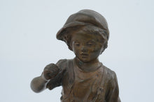 Load image into Gallery viewer, Antoine Bofill Signed Antique Bronze Boy Walking Figurine Sculpture 7 5 Inch

