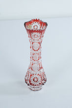 Load image into Gallery viewer, Vintage Bohemia 24 Percent Lead Crystal Ruby Red Cut Glass Vase 8 Inch
