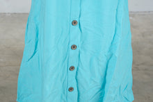 Load image into Gallery viewer, Boho Chic Turquoise Button Front Sleeveless Linen Dress XS
