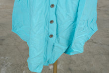Load image into Gallery viewer, Boho Chic Turquoise Button Front Sleeveless Linen Dress XS
