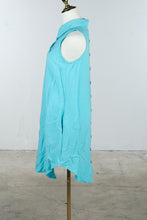 Load image into Gallery viewer, Boho Chic Turquoise Button Front Sleeveless Linen Dress XS
