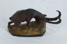 Load image into Gallery viewer, WWII-Era Hand-Carved Wooden Ibex Figurine – “Bolzano, Italy – May 1945” Souvenir Carving
