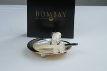 Load image into Gallery viewer, Bombay Mother of Pearl Caviar Butter Dish With Spreader Silver Tone Original Box
