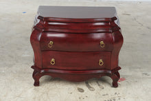 Load image into Gallery viewer, Traditional Bombe Chest Nightstand with Two Drawers and Brass Ring Pulls
