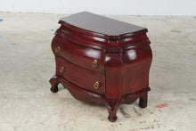 Load image into Gallery viewer, Traditional Bombe Chest Nightstand with Two Drawers and Brass Ring Pulls

