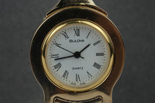 Load image into Gallery viewer, Bulova Quartz Mini Balloon Style Mantel Clock Gold Tone Japan With Box B1507
