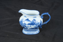 Load image into Gallery viewer, Bombay Blue &amp; White Porcelain Creamer Pitcher Scenic Landscape Chinoiserie 5"
