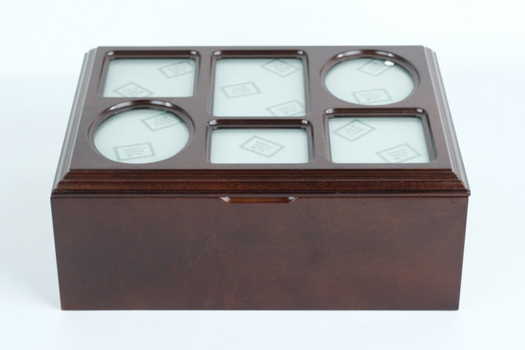 Bombay Company Wooden Jewelry / Keepsake Box – Glass Photo Lid
