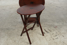 Load image into Gallery viewer, Bombay Company 2001 Folding TV Tray Tables Set of 4 Compass Rose Wood Stand
