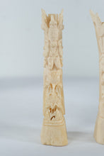 Load image into Gallery viewer, Pair Balinese Bone Carved Guardian Figures Mythical Deity Sculptures 6 5 Inch
