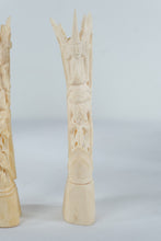 Load image into Gallery viewer, Pair Balinese Bone Carved Guardian Figures Mythical Deity Sculptures 6 5 Inch
