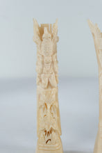 Load image into Gallery viewer, Pair Balinese Bone Carved Guardian Figures Mythical Deity Sculptures 6 5 Inch
