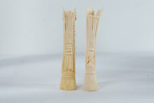 Load image into Gallery viewer, Pair Balinese Bone Carved Guardian Figures Mythical Deity Sculptures 6 5 Inch
