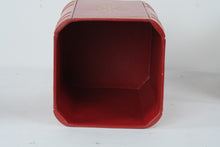 Load image into Gallery viewer, Homers Iliad Book Design Wastebasket Red Faux Leather Library Decor Trash Can
