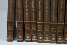 Load image into Gallery viewer, Encyclopedia Britannica Book of the Year 1975 to 1987 Vintage 13 Volume Hardcover Set
