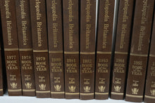 Load image into Gallery viewer, Encyclopedia Britannica Book of the Year 1975 to 1987 Vintage 13 Volume Hardcover Set

