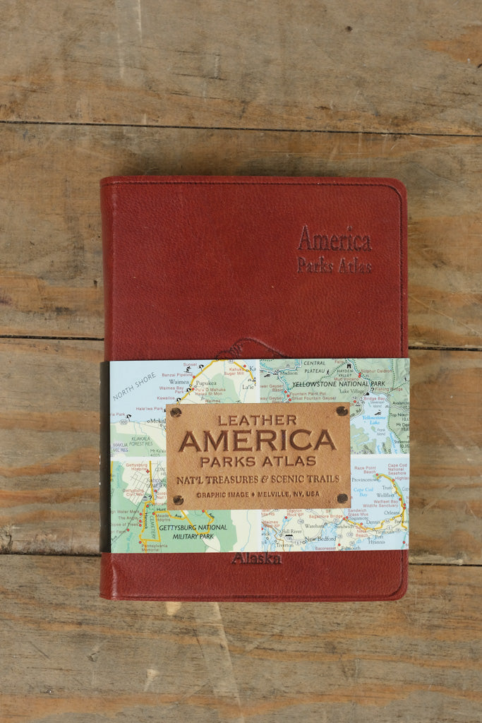 Leather America Parks Atlas – National Treasures & Scenic Trails (Graphic Image, Melville NY, USA)