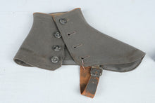 Load image into Gallery viewer, Vintage Gray Wool Military-Style Spats Gaiters with Leather Straps – Pair

