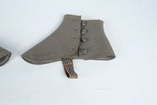 Load image into Gallery viewer, Vintage Gray Wool Military-Style Spats Gaiters with Leather Straps – Pair
