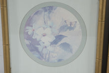 Load image into Gallery viewer, Vintage Pair Floral Botanical Prints Gold Bamboo Frames 11 x 11
