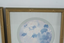 Load image into Gallery viewer, Vintage Pair Floral Botanical Prints Gold Bamboo Frames 11 x 11
