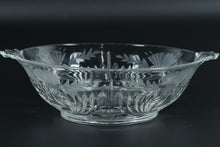 Load image into Gallery viewer, Vintage Cut &amp; Etched Crystal Bowl with Handles – Laurel &amp; Fan Pattern
