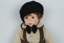 Load image into Gallery viewer, Porcelain Boy Doll 19 Inch Brown Eyes Vintage Style Victorian Clothing
