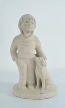 Load image into Gallery viewer, “Bright Eyes” Sculpture by Dee Crowley – Austin Productions 1985 – Boy with Dog Figurine, 14" Tall
