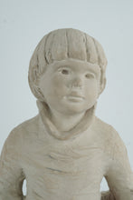 Load image into Gallery viewer, “Bright Eyes” Sculpture by Dee Crowley – Austin Productions 1985 – Boy with Dog Figurine, 14" Tall
