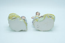 Load image into Gallery viewer, Pair of Bisque Porcelain Boy &amp; Girl Figurines with Fishing Nets – Spill Vase Style
