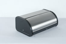 Load image into Gallery viewer, Brabantia Stainless Steel Roll Top Bread Box Black Kitchen Counter Storage 18 Inch
