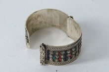 Load image into Gallery viewer, Vintage Kabyle Berber Silver &amp; Enamel Bracelet Box – Handcrafted Algerian Jewelry Container (2.75” x 2.5”)
