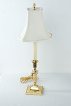 Load image into Gallery viewer, Solid Brass Candlestick Table Lamp 27 Inch Heavy Cream Column with Shade
