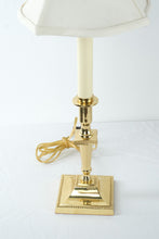 Load image into Gallery viewer, Solid Brass Candlestick Table Lamp 27 Inch Heavy Cream Column with Shade

