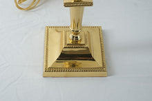 Load image into Gallery viewer, Solid Brass Candlestick Table Lamp 27 Inch Heavy Cream Column with Shade

