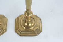Load image into Gallery viewer, Vintage Pair of Hong Kong Solid Brass Candlesticks Octagonal Base 10.75 Inch
